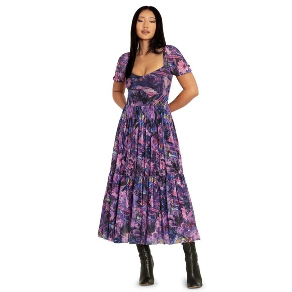 NWT BlackMilk Crystal Forest Short Sleeve Sheer Mesh Midaxi Dress S - Picture 2 of 9